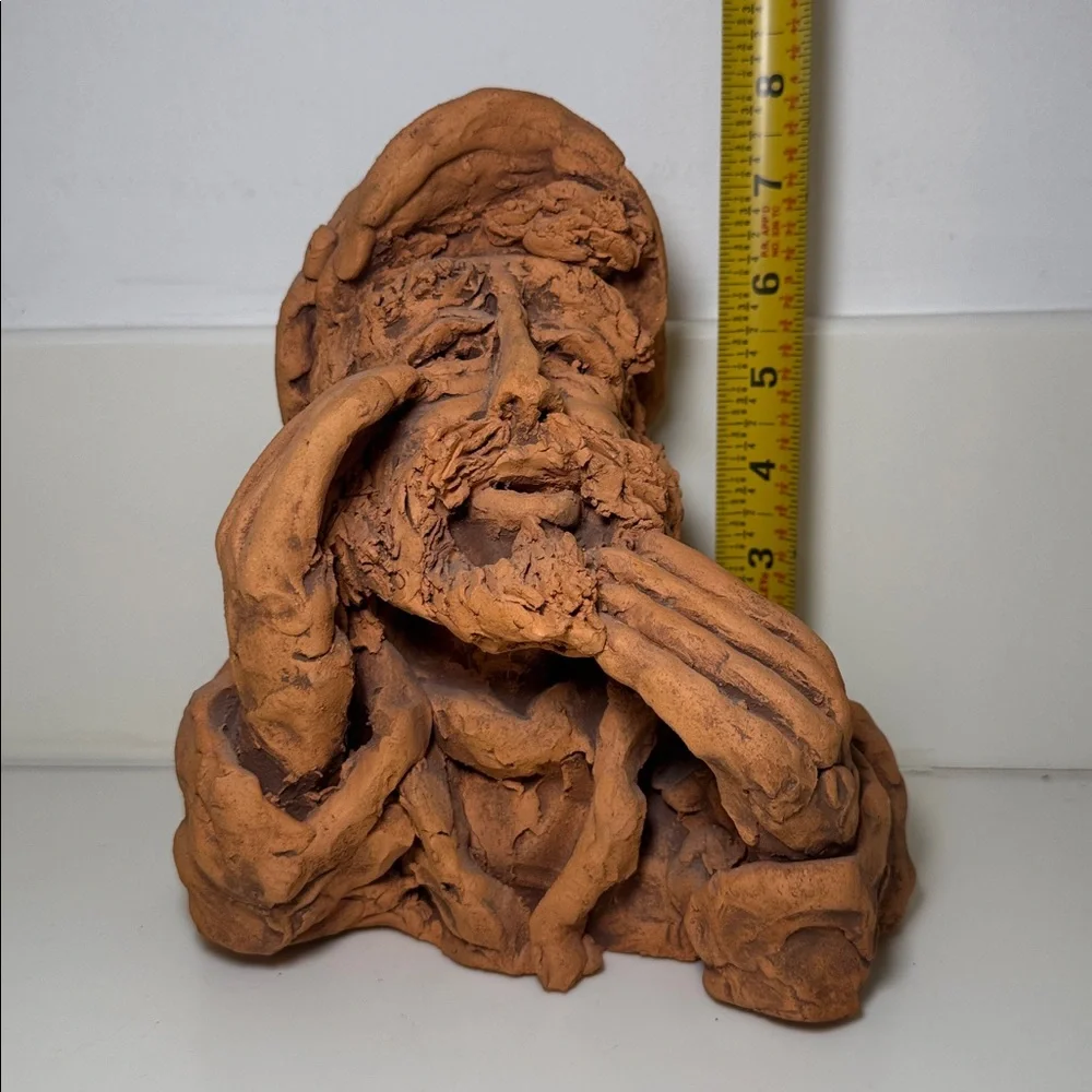 Vintage Expressive Rustic Terracotta Sculpture ‘The Sea Officer’ by Bill Hoskins - Picture 6 of 7
